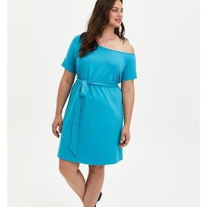 Torrid Teal Sweatshirt Off Shoulder Dress